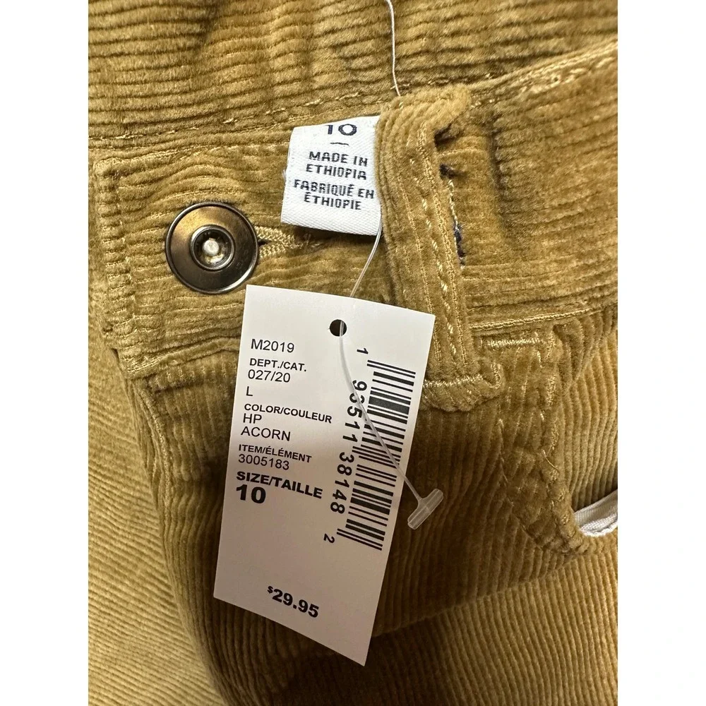 Gap Corduroy Pants Kids Size 10 Acorn Brown NWT Slim Fit Ribbed Trousers